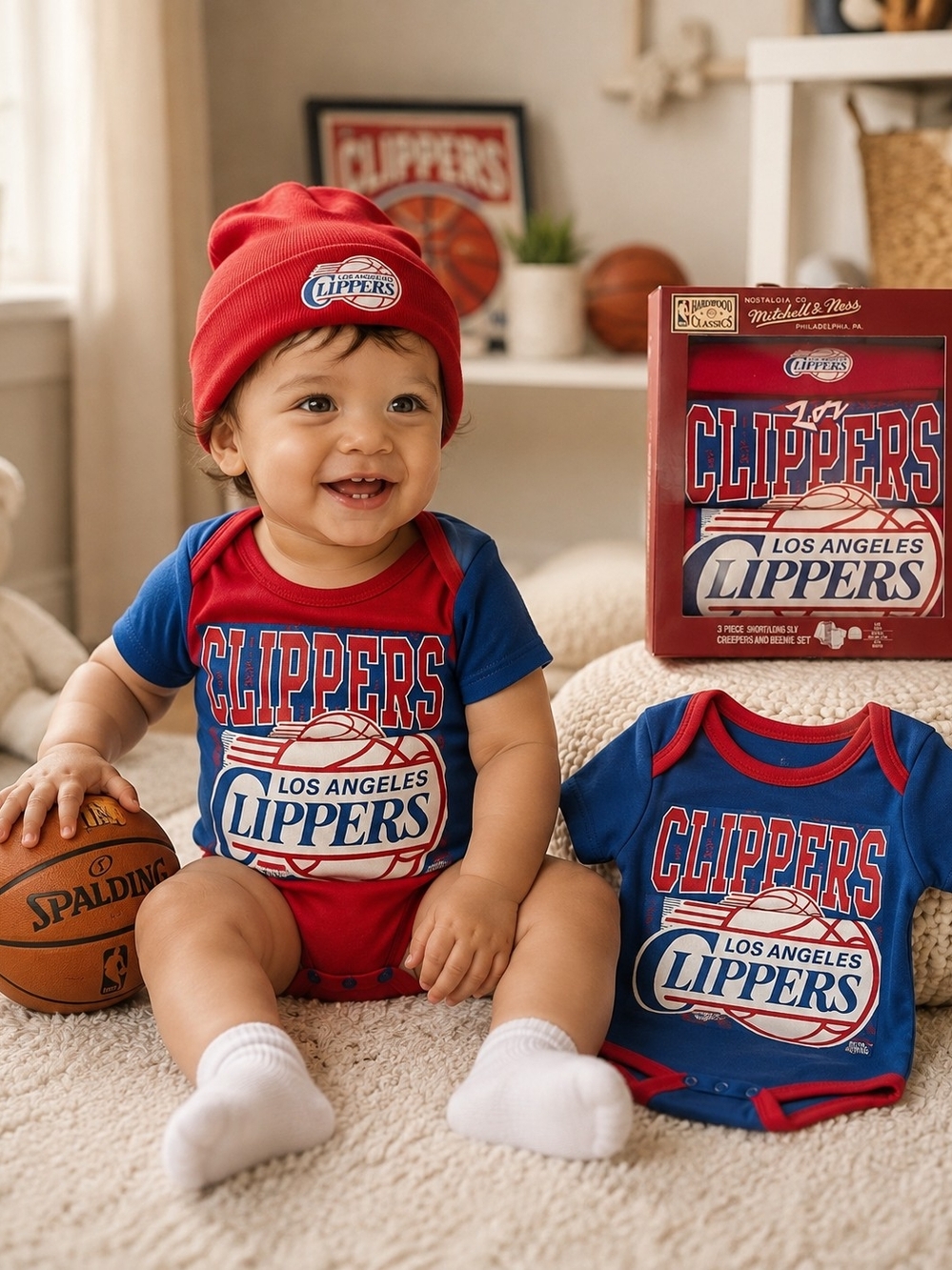 Baby 2-Pack Bodysuit & Beanie Set - Red & Blue